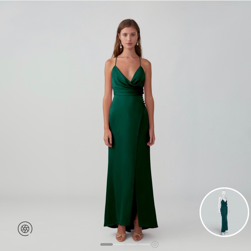 Fame and Partners Emerald Maxi Draped Split Evening Gown